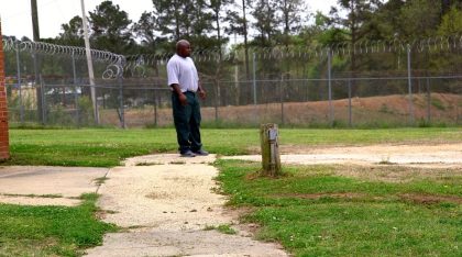 McKoy, seen here in prison in the spring of 2017, says he won't ever stop trying to clear his name.